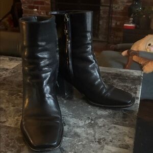 Black Leather Ankle Boots